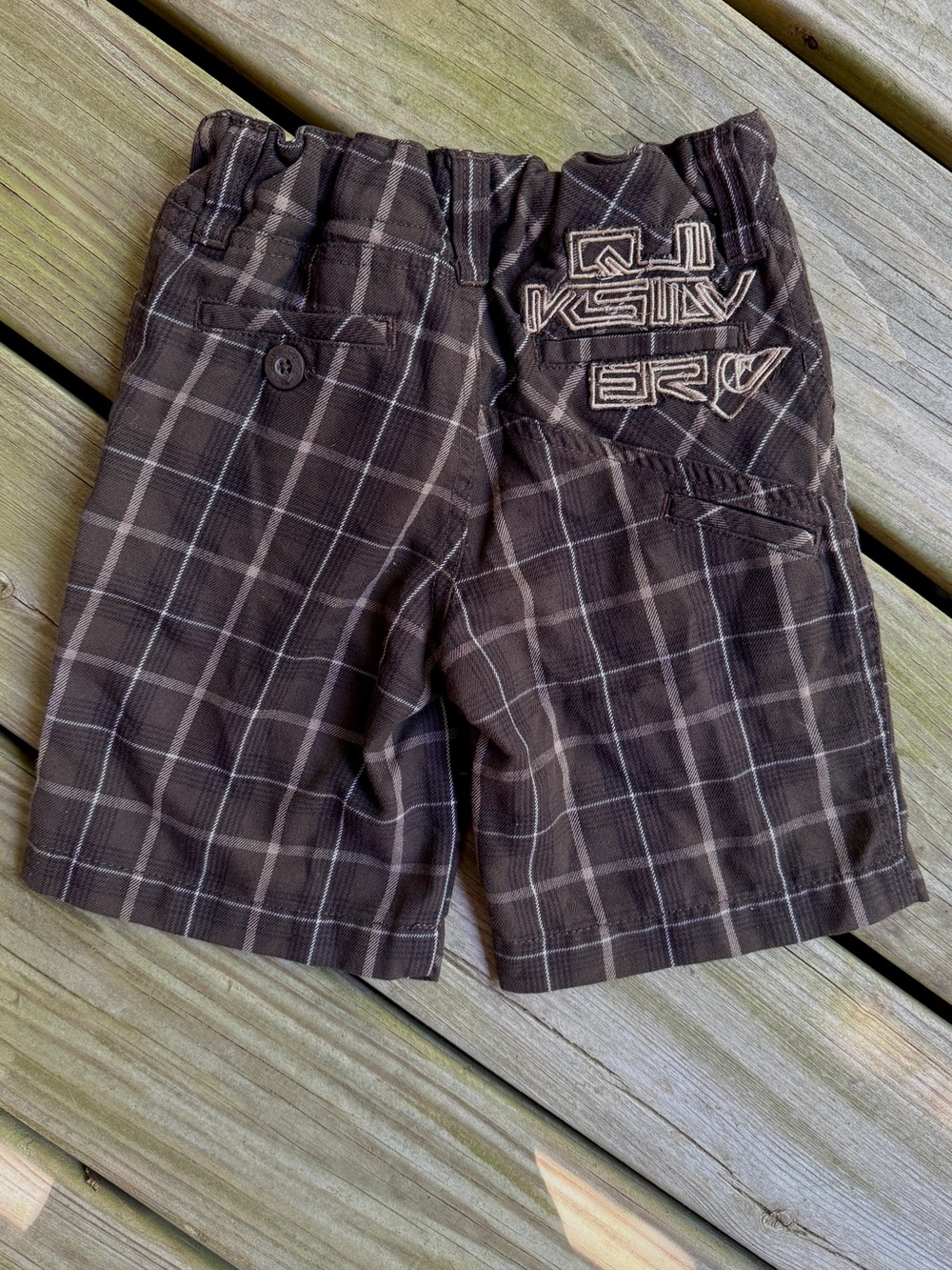 Quiksilver 4T Toddler Boy Plaid Shorts Dark Brown Zip Up Skater Casual